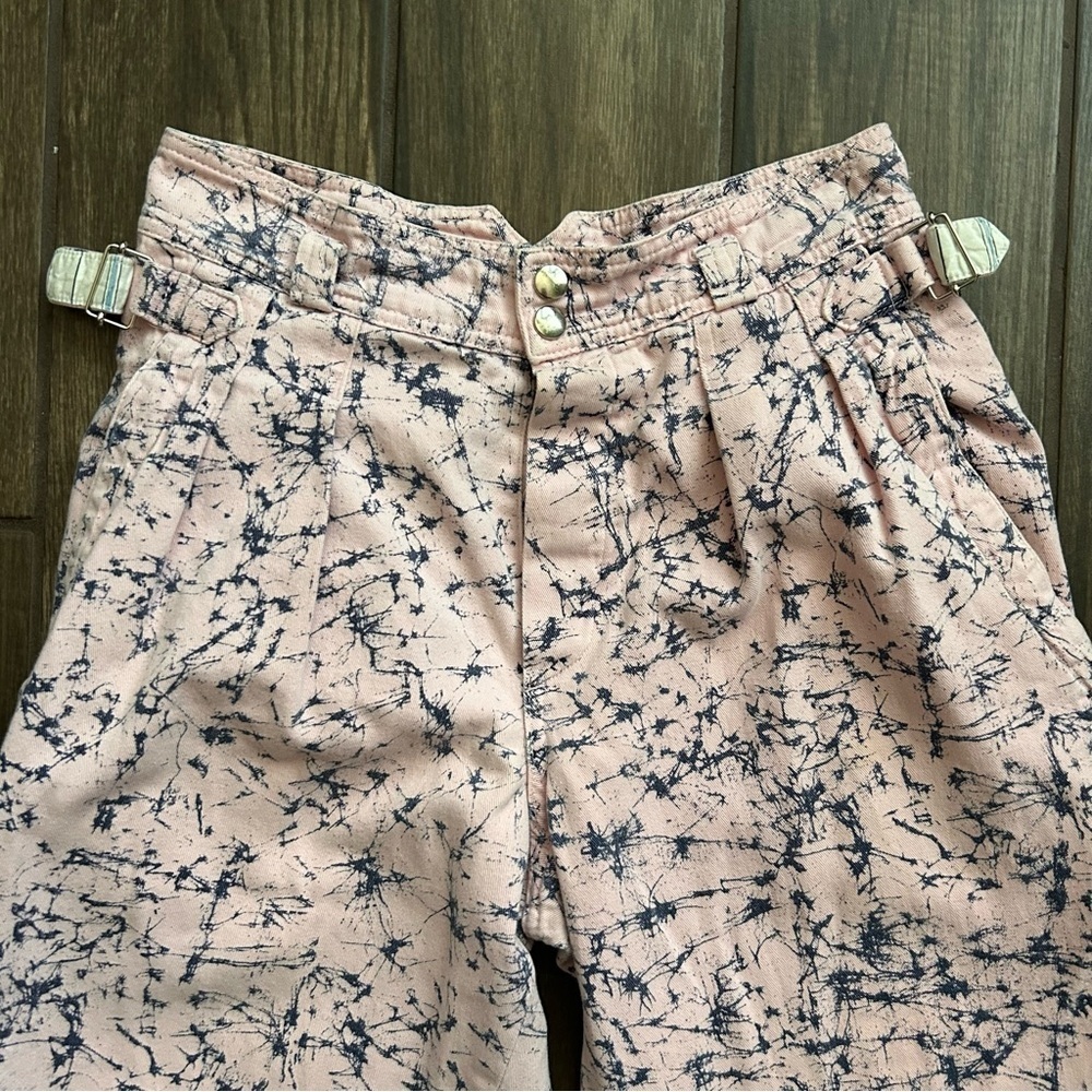 VTG Et Vous Paint Splatter Wide Leg Crop Pants in Pink Sz 38 EURO/Sz 8 US - Picture 3 of 8